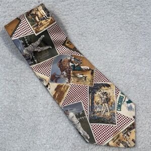 Vintage Eddie Bauer Silk Necktie Equestrian Golf Tennis Cricket Sports Print Tie
